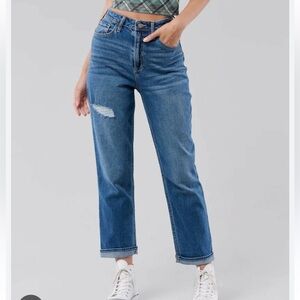 Hollister 27 Ultra High Rise Vintage Straight Distressed Denim Jeans